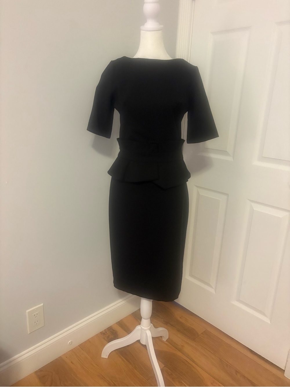 Classic Black Peplum Pencil Skirt - Women